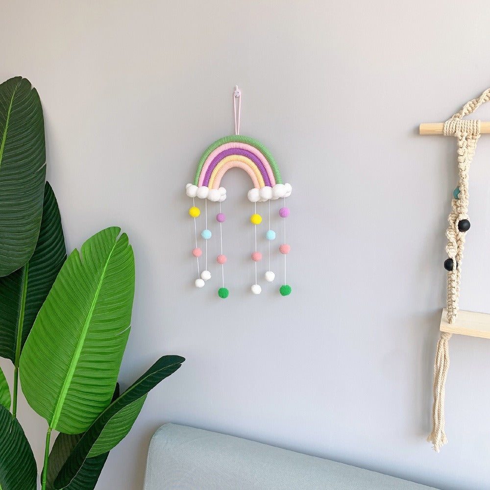 Ins Decoration Nordic Style Home Decoration Children's Room Decoration Pendant Weaving Cloud Rainbow Decoration Mural Decoration