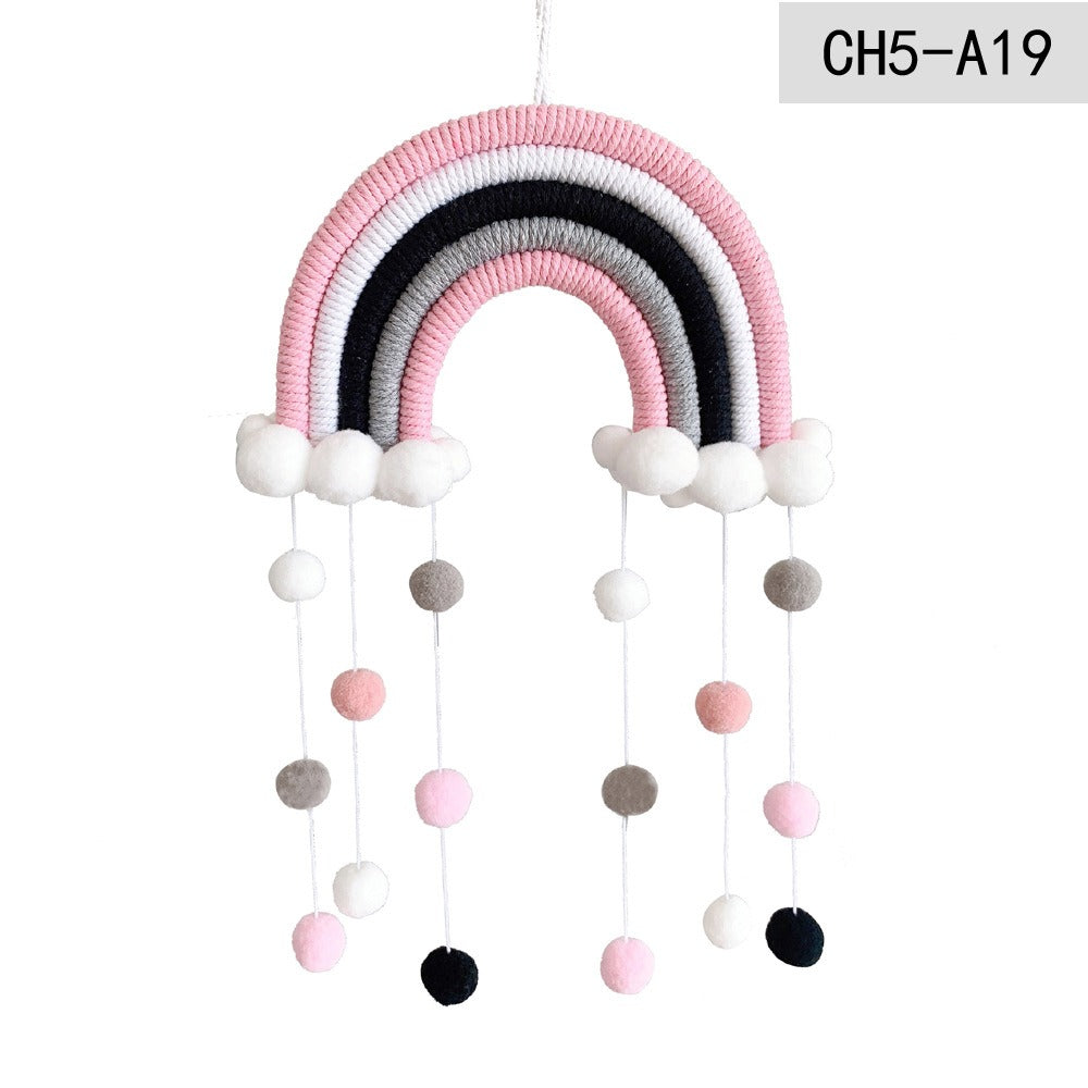 Ins Decoration Nordic Style Home Decoration Children's Room Decoration Pendant Weaving Cloud Rainbow Decoration Mural Decoration