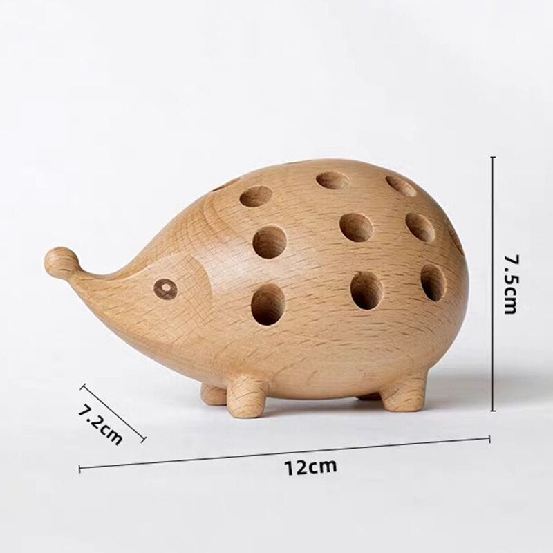 Nordic Princess Room Decoration Ornaments Office Utensils Pen Holder Solid Wood Hedgehog Home Accessories Ornaments Creative Gifts