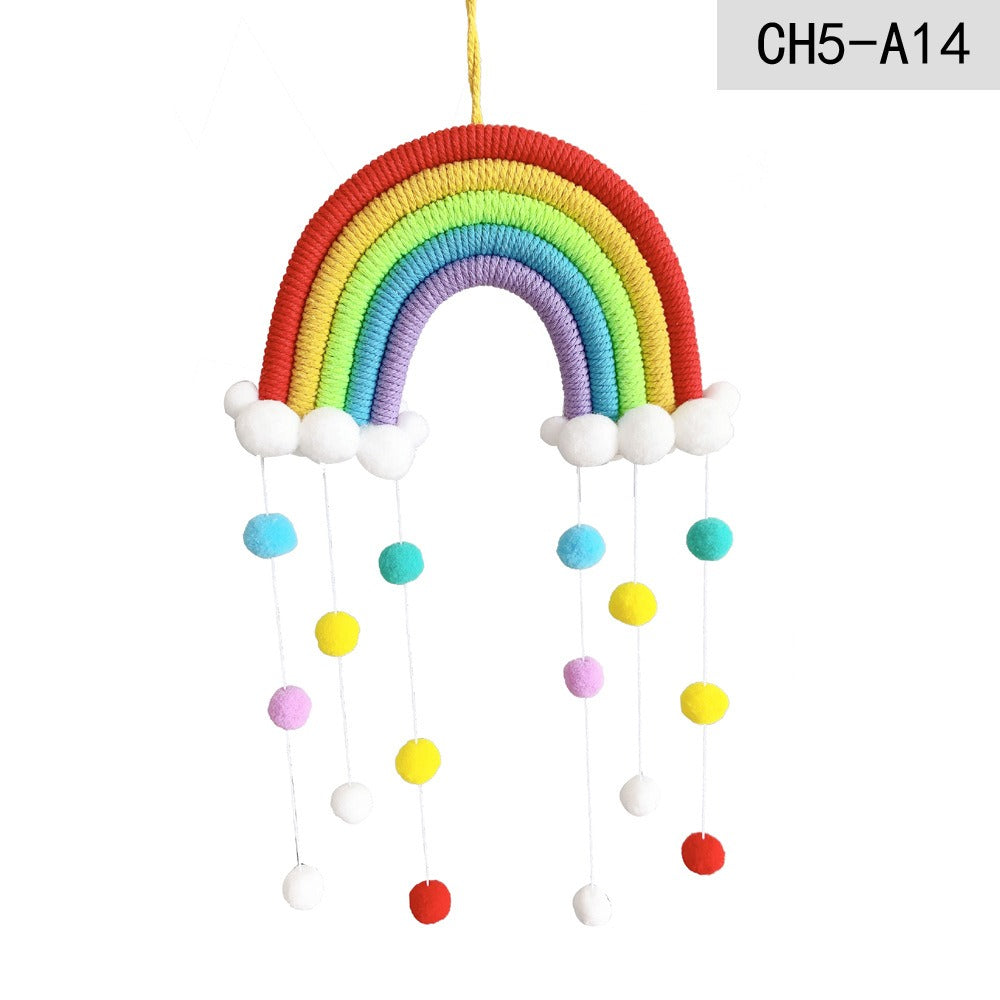 Ins Decoration Nordic Style Home Decoration Children's Room Decoration Pendant Weaving Cloud Rainbow Decoration Mural Decoration
