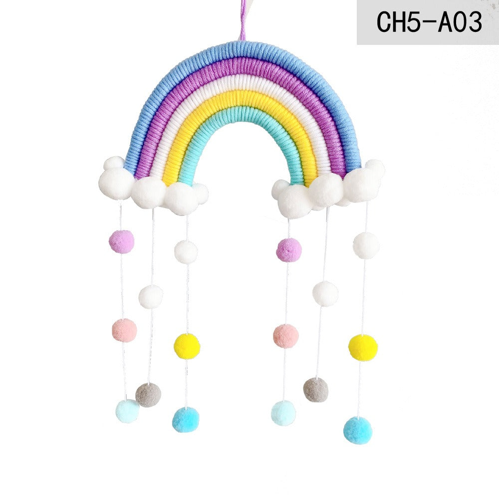Ins Decoration Nordic Style Home Decoration Children's Room Decoration Pendant Weaving Cloud Rainbow Decoration Mural Decoration